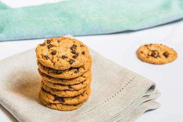 Colorful and tasty chocolate chips cookie. Concept of sweet food and dessert.