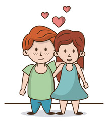 Kids in love cartoon icon vector illustration graphic design