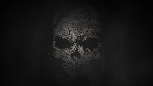 Foggy Sinister Decaying Spot Lit Skull Background Loop