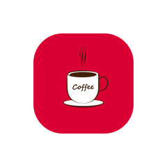 Square icon of coffee cup.