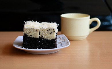 Lapis talas Bogor or Bogor Layered Taro Cake from West Java. Made from taro flour, chocolate,...