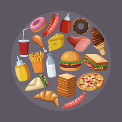 Fast food round frame icon vector illustration graphic design