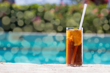 Glass of Cuba Libre cocktail