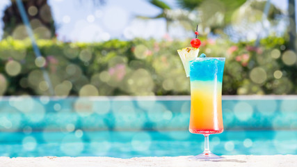 Glass of Rainbow cocktail