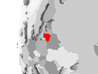 Lithuania on grey globe