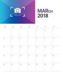 March 2018 calendar planner vector illustration