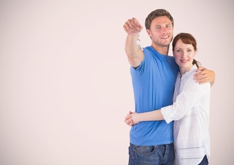 Fototapeta premium Couple Holding key in front of vignette