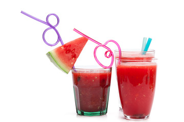 Watermelon drink in glasses with slice