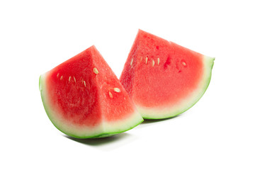 Slice of watermelon on white background