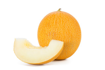 sliced melon isolated on white background