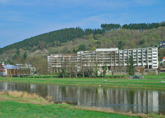 Kurpromenade und Therme im Kurort Bad Karlshafen an der Weser,Hessen,Deutschland