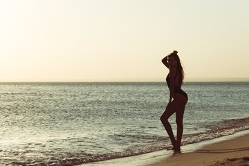 Woman is alone at beach