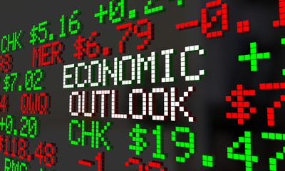 Economic Outlook Stock Market Ticker Financial Futures Forecast 3d Illustration
