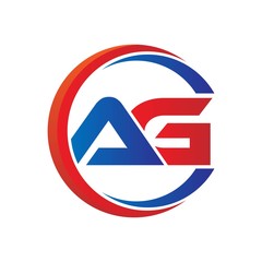 ag logo vector modern initial swoosh circle blue and red