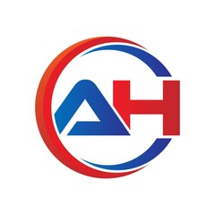 Obraz premium ah logo vector modern initial swoosh circle blue and red