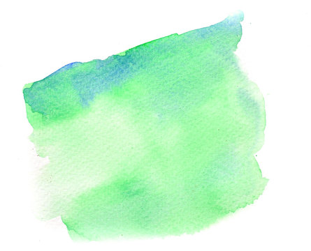 Abstract green watercolor background texture, watercolor hand painted on white paper