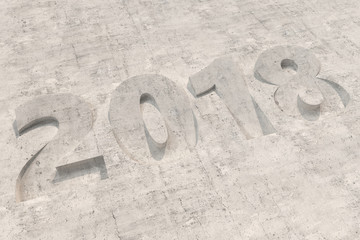 2018 number bas-relief on concrete surface