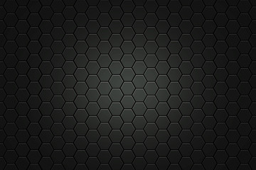Black hexagon shape honeycomb background.