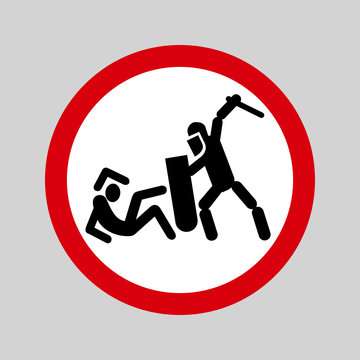 Police violence warning sign. Separated elements, EPS 8 vector.