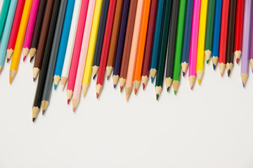 Group of pencils for students on a white background