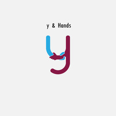 y-  Letter abstract icon & hands logo design vector template.Business offer,partnership symbol.Hope,help concept.Support,teamwork sign.Corporate business & education logotype symbol.