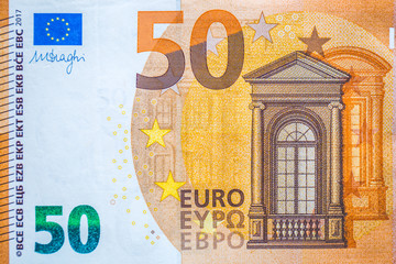 Closeup of the fifty euro banknote,Euro currency money