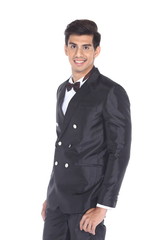 Figure, Business Man Stand in dark Blue Black Suit