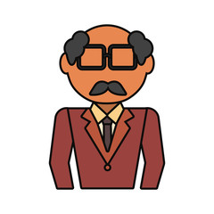 colorful old  businessman with glasses over white background  vector illustration