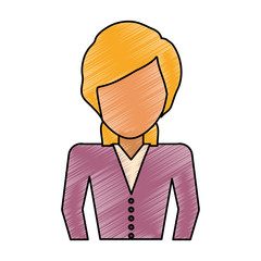 colored businesswoman doodle over white background  vector illustration