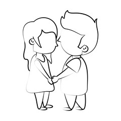 Cute kids in love cartoon icon vector illustration graphic design