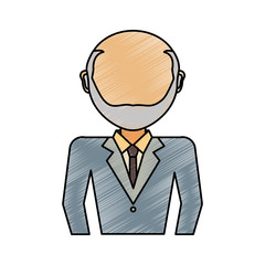 colored old  businessman  doodle over white background  vector illustration