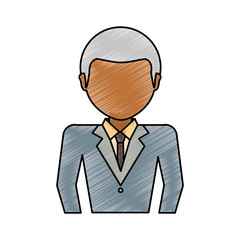 colored old  businessman  doodle over white background  vector illustration