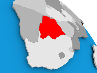 Obraz premium Botswana in red on map