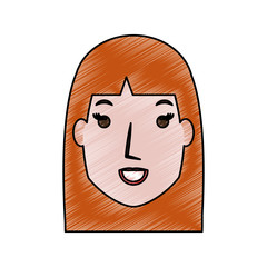colored  woman  face doodle over white background  vector illustration