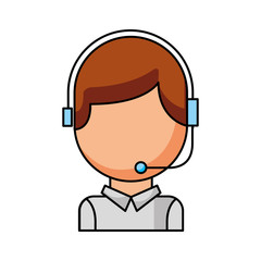 call center operator with phone headset