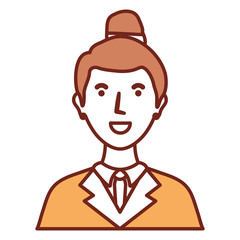 flat line colored lawyer woman doodle over white background vector illustration