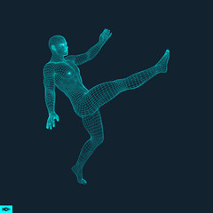 Football player. Sports concept. 3D Model of Man. Human Body. Sport Symbol. Design Element. Vector Illustration.