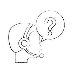 customer service operator with headset and speech bubble