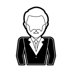 flat line  monocromatic   businessman  over white background  vector illustration