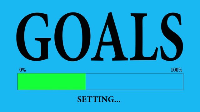 Progress Bar Loading with the text: setting goals.