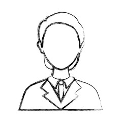 flat line uncolored  lawyer over white background  vector illustration