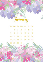 Vintage floral calendar 2018