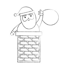 merry christmas santa claus in the chimney with bag toys gift card