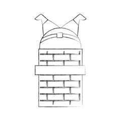 santa claus stuck in the chimney on the roof christmas