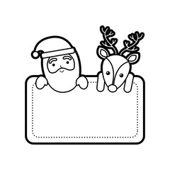 christmas santa claus and reindeer card empty decoration