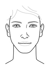 男性　顔　正面　