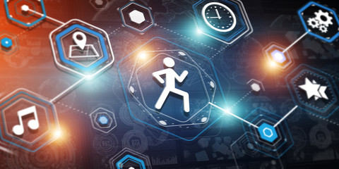 3D rendering runnig app modern interface