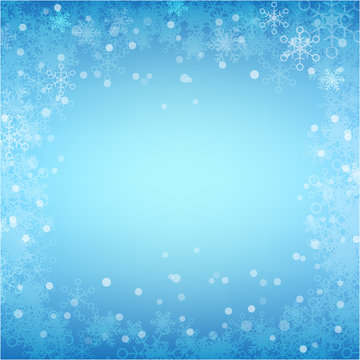 Abstract background winter snow flake falling and lighting over blue abstract background for winter celebration and christmas promotion template vector illustration