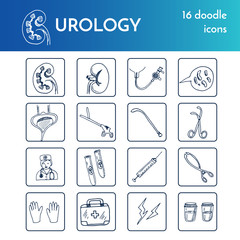 Urology set Vector isolated Illustration on white background for menus, recipes and packages product