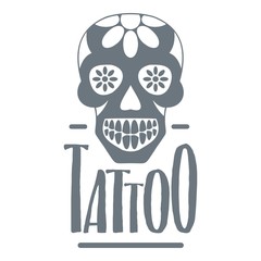 Tattoo skull logo, simple gray style